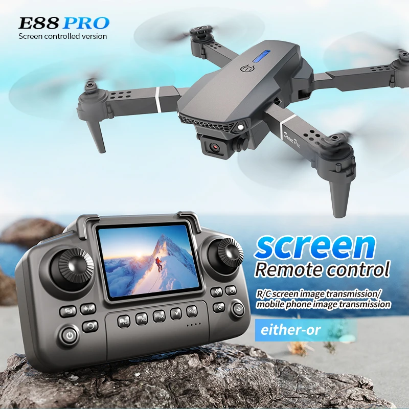 Dron Rc Quadcopter - Professional E88 PRO Drone with screen
